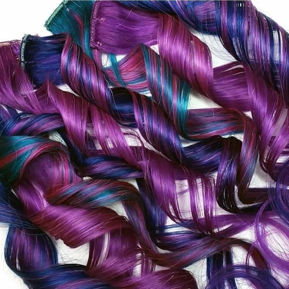 Galaxy Colored rainbow human hair extensions - Picture 2 of 3